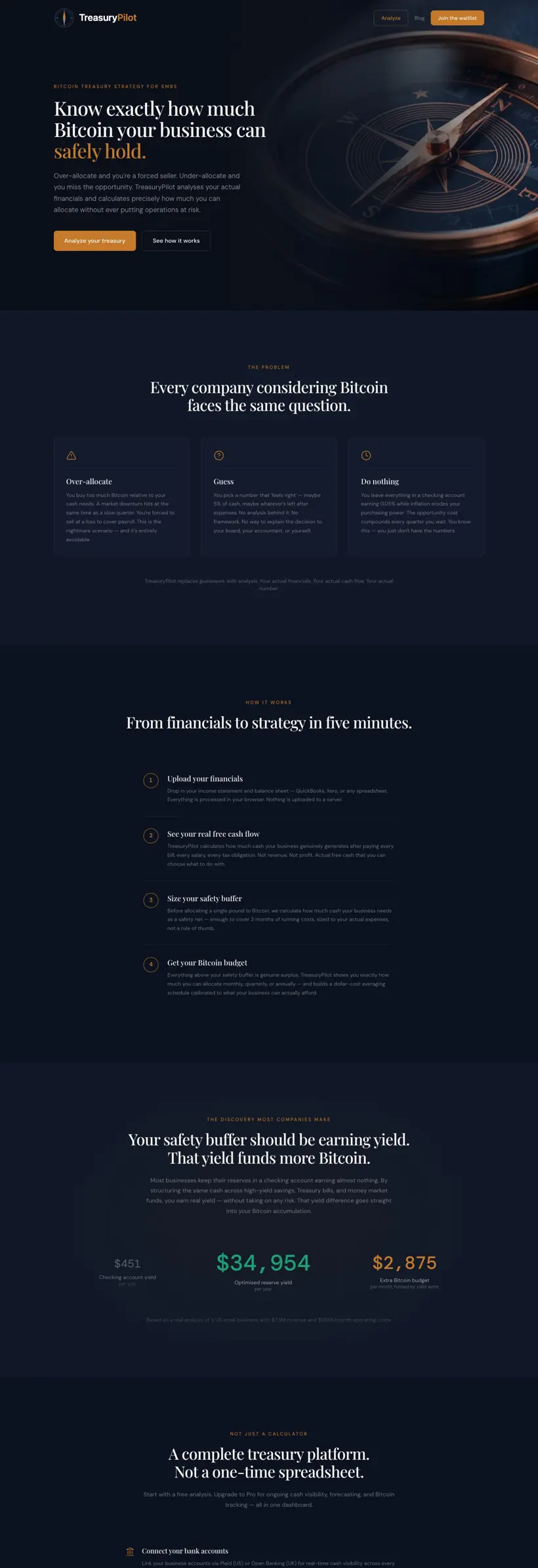 TreasuryPilot website on desktop